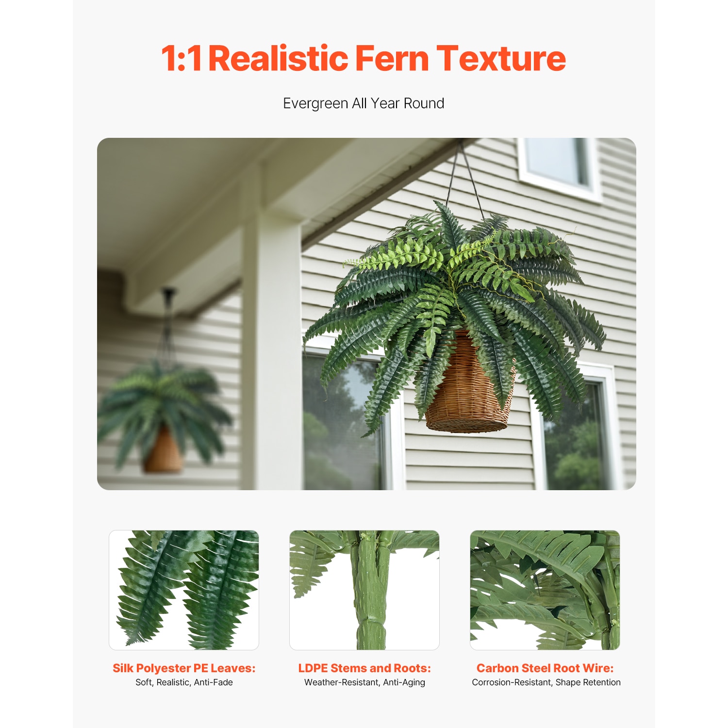 Artificial Boston Ferns Plastic Indoor Outdoor Decorative Plants_voghion.com